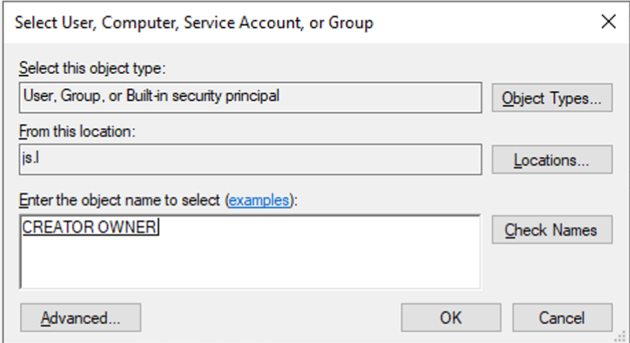 Select CREATOR OWNER